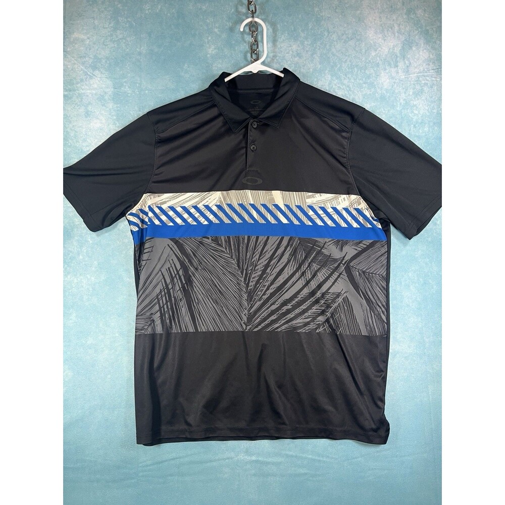 Oakley Premier Palm Polo Mens Size Large Blackout Print Golf Casual Tee Shirt